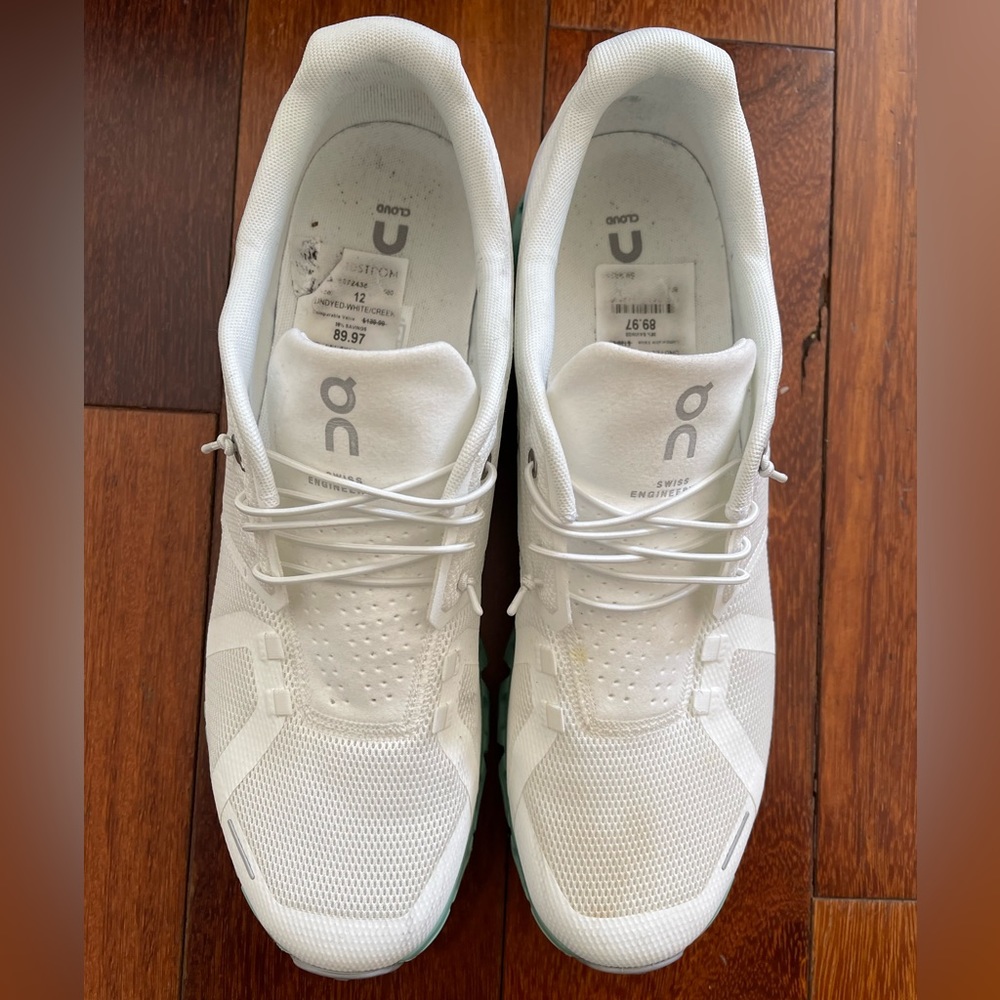 On Cloud 5 White Mens Shoe; Size 12